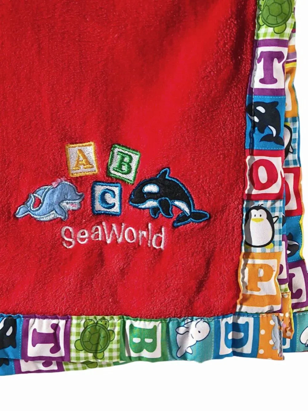 2018 Seaworld Shamu ABC's Animals Block Trim Security Lovey Blanket 28